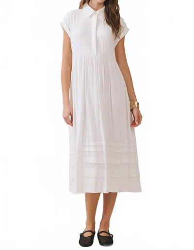 Tcec Classic Shirt Pleated Dress In White