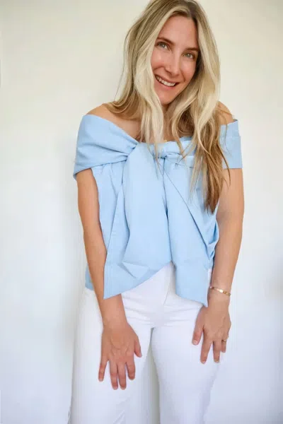 Tcec Colette Oversized Bow Statement Top In Blue