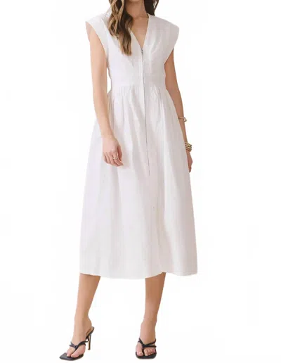 Tcec Connie Cap Sleeve Midi Dress In White