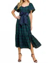 Tcec Countryside Chic Plaid Midi In Green In Blue