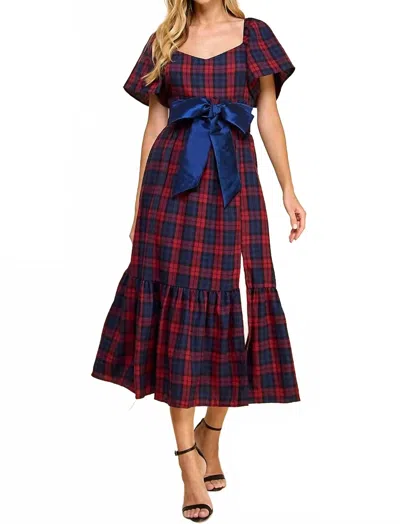 Tcec Countryside Chic Plaid Midi In Red In Multi