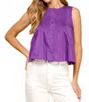 Tcec Davis Pleated Tank In Bright Purple In Purple