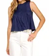 Tcec Davis Pleated Tank Top In Navy In Blue