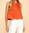 Tcec Davis Pleated Tank Top In Rust In Orange