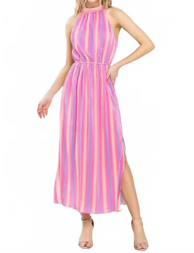 Tcec Daydreamer Pleated Midi Dress In Pink