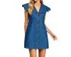 Tcec Denim Scallop Detail Button Down Dress In Blue In Blue