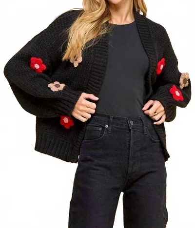 Tcec Drew Floral Detail Cardigan In Black Multi