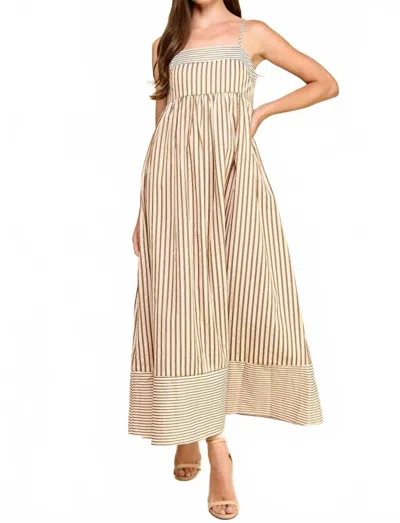 Tcec Emerson Stripped Dress In Beige In Neutral