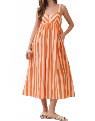 Tcec Empire Waist Dress In Orange & White In Brown