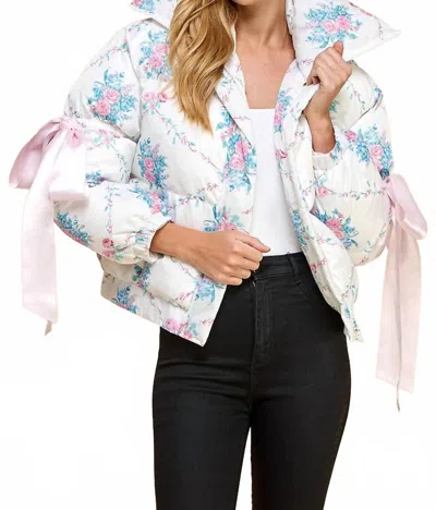Tcec Fancy Florals Puffer Jacket In White