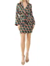 Tcec Farrah Geometric Print Satin Dress In Hunter Green In Green