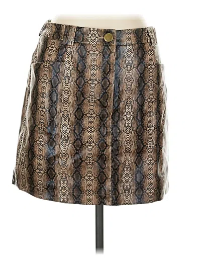 Pre-owned Tcec Faux Leather Skirt In Brown