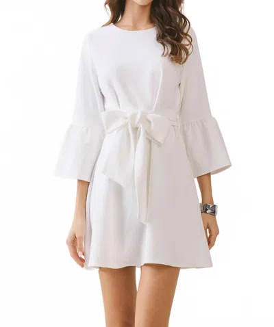 Tcec Flare 3/4 Sleeve A Line Dress In White In Multi