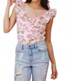Tcec Floral Avenue Bodysuit In Blush In Gold