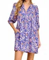 Tcec Floral Bib Dress In Purple/orange In Blue
