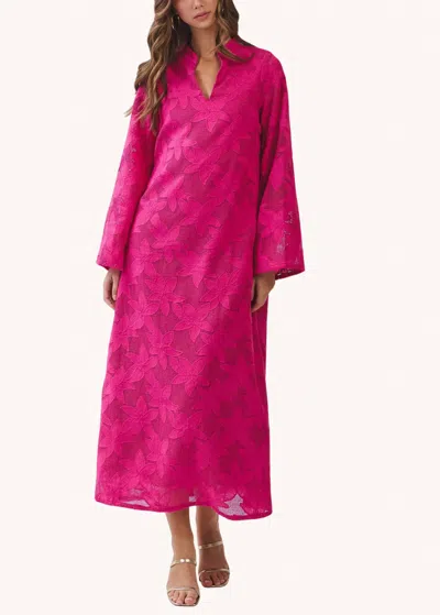 Tcec Floral Crochet Maxi Dress In Hot Pink In Multi