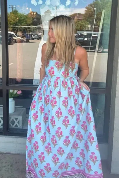 Tcec Floral Maxi Dress In Multi In Blue