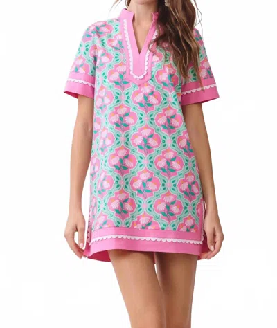 Tcec Floral Print Caftan Shift Mini Dress In Pink In Multi