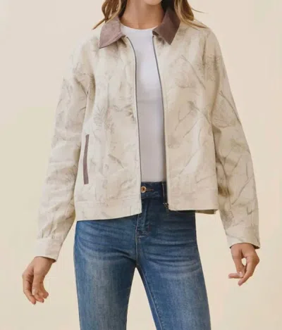 Tcec Floral Print Corduroy Detail Jacket In Neutral