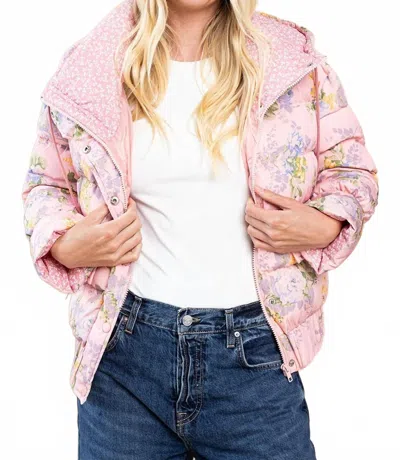Tcec Floral Printed Puffer Jacket In Pink