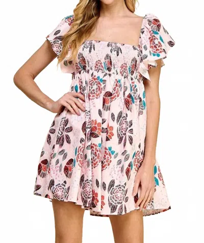 Tcec Floral Smocked Dress In Pink In Multi