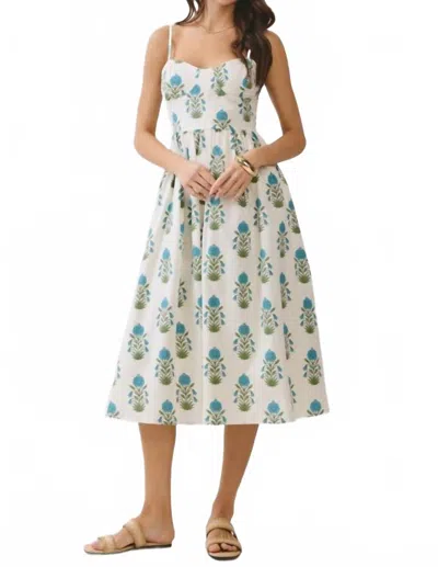 Tcec Floral Sweetheart Midi Dress In Cream Multi In Beige