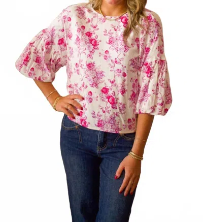 Tcec Floral Top With Puff Sleeve Blouse In Orchid In Multi