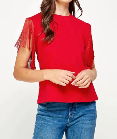 Tcec Fringe Detail Top In Red