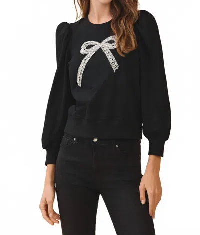 Tcec Front Crystal Embellished Bow Detail Sweatshirt In Black