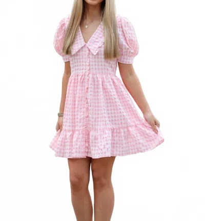Tcec Gabriella Gingham Dress In Baby Pink