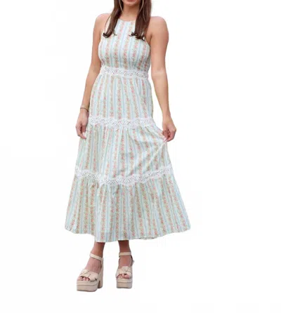 Tcec Garden Gate Floral Midi Dress In Sage In White