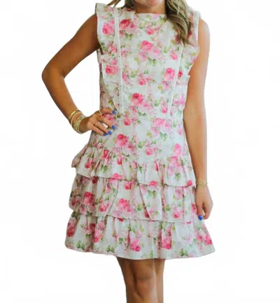 Tcec Garden Mini Dress In Rose Pink In White