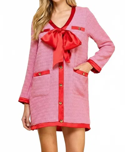 Tcec Gift Of All Tweed Bow Dress In Pink