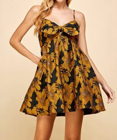 Tcec Gilded Garden Mini Dress In Mustard In Multi