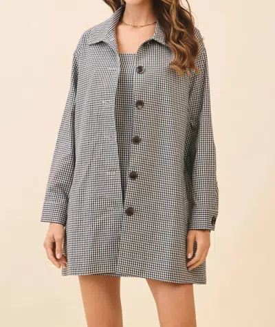 Tcec Gingham Button Down Oversized Fit Jacket In Black In Gray