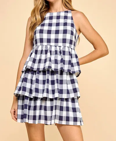 Tcec Gingham Tiered Dress In Navy /white In Multi