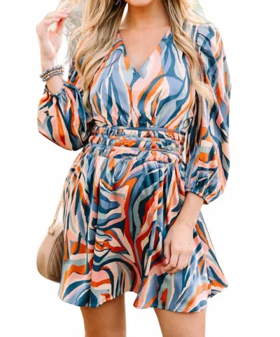 Tcec Groovy Mini Dress In Blue Abstract
