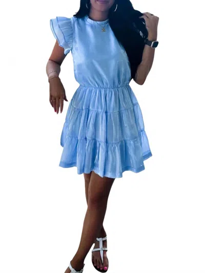 Tcec Happily Ever After Puff Sleeve Dress In Light Blue