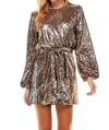 TCEC INTO THE NIGHT SEQUIN BELTED MINI DRESS IN COPPER
