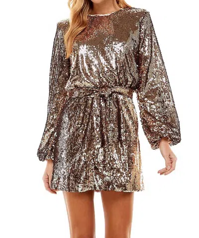 Tcec Into The Night Sequin Belted Mini Dress In Copper In Brown