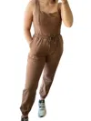 Tcec Ivy Square Neck Sleeveless Romper In Brown In Brown