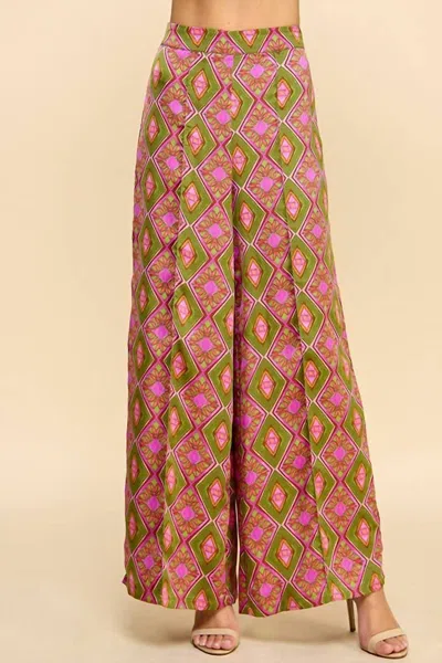 Tcec Jenn Wide Leg Pants In Olive In Multi
