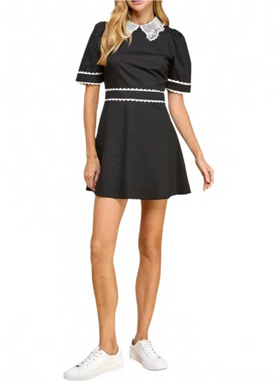 Tcec Lace En Point Collared Mini Dress In Black