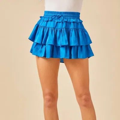TCEC TCEC LACEY RUFFLED SKORT IN AZURE