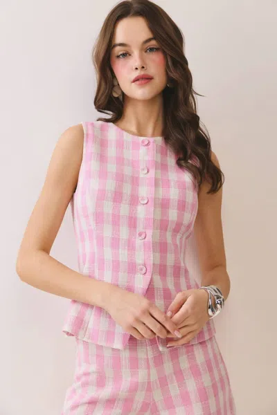 Tcec Lexi Gingham Sleeveless Top In Pink