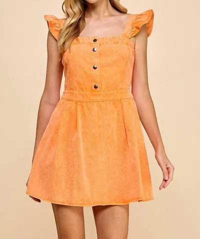 Tcec Lili Denim Mini Dress In Orange