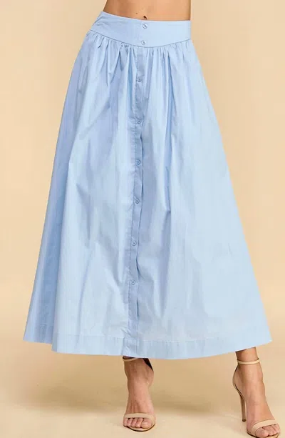 Tcec Long Button Skirt In Light Blue