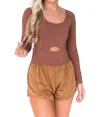 Tcec Long Sleeve Active Romper In Chocolate In Brown