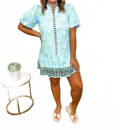 Tcec Madelyn Mini Dress In Blue, Green, And White