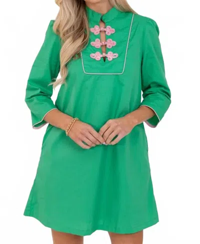 Tcec Mandarin Collar Detail Dress In Green
